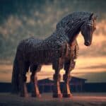 Trojan horse in the digital world, cyborg, ai, futuristic, threa